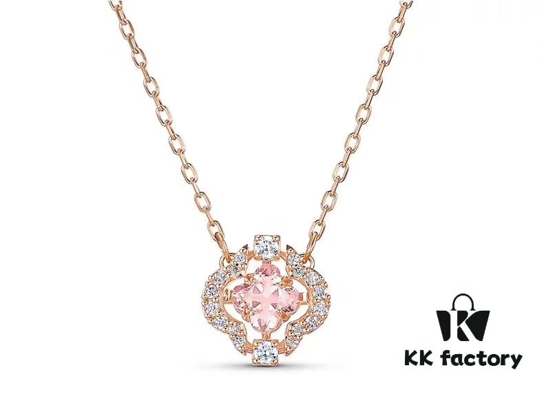 692fbe6399f2d84055c87e91 Swarovski Rose Gold Four-Leaf Clover Dancing Heart Necklace