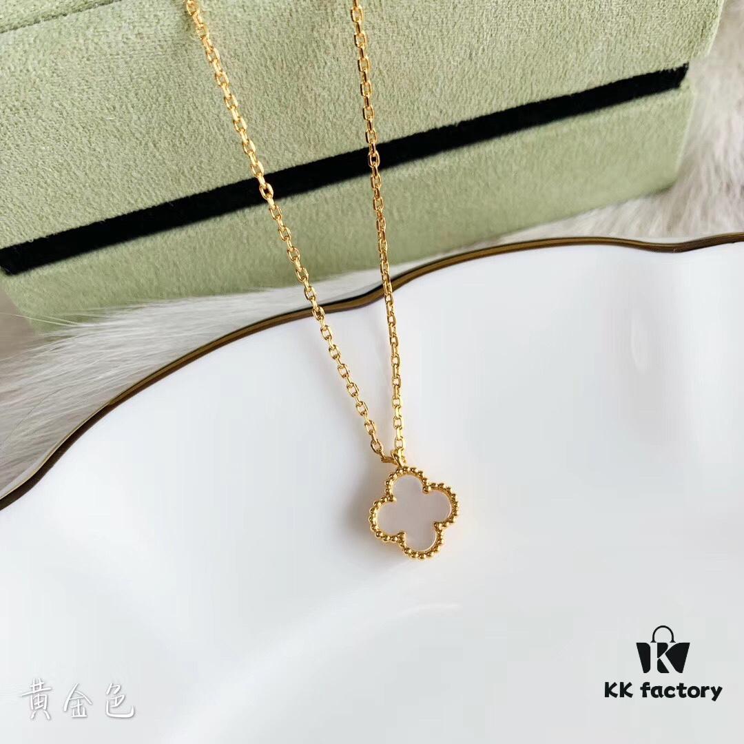 692fbe6599f2d84055c87e94 Mini Small Clover Necklace Made of Fine Silver, Crafted Like 18K Gold Authentic Pieces with VCA Au750 Engraving