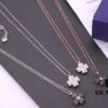 692fbe6799f2d84055c87e9a Swarovski Full Diamond Black and White Double-Sided Clover Necklace