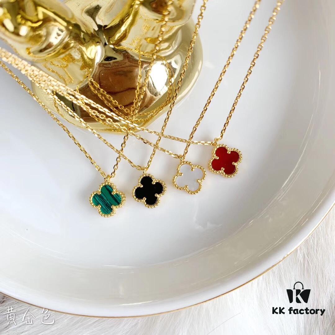 692fbe6899f2d84055c87e9c Mini Small Clover Necklace Made of Fine Silver, Crafted Like 18K Gold Authentic Pieces with VCA Au750 Engraving