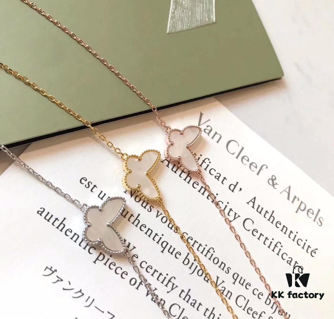 Vca Van Cleef & Arpels Butterfly Series Natural White Shell Bracelet, High-End 925 Sterling Silver with 18K Gold Plating, Elegant and Timeless Design