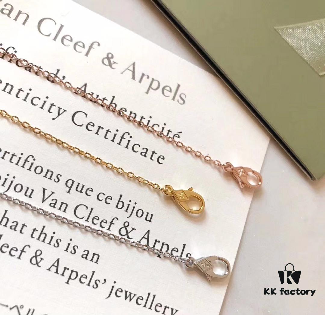 Vca Van Cleef & Arpels Butterfly Series Natural White Shell Bracelet, High-End 925 Sterling Silver with 18K Gold Plating, Elegant and Timeless Design