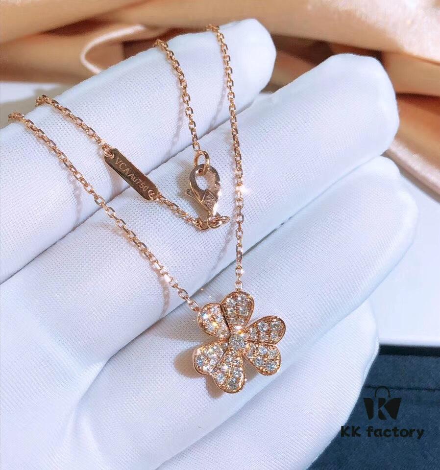 692fbe6d99f2d84055c87ea6 VCA Van Cleef & Arpels Frivole Series Micro-Pave Three-Leaf Clover Necklace and Bracelet, Stunning Design, Popular Among Influencers, Classic, Timeless, Elegant and Minimalist, 925 Sterling Silver with High-Cut Diamonds, A Must-Have for Every Woman, Exquisite Craftsmanship, Premium Quality