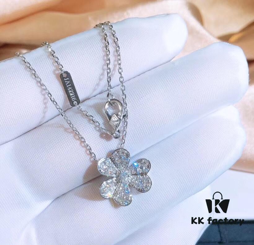 692fbe6e99f2d84055c87ea7 VCA Van Cleef & Arpels Frivole Series Micro-Pave Three-Leaf Clover Necklace and Bracelet, Stunning Design, Popular Among Influencers, Classic, Timeless, Elegant and Minimalist, 925 Sterling Silver with High-Cut Diamonds, A Must-Have for Every Woman, Exquisite Craftsmanship, Premium Quality
