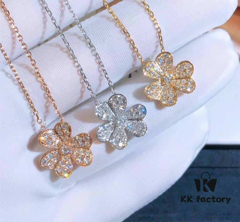 692fbe6e99f2d84055c87ea9 VCA Van Cleef & Arpels Frivole Series Micro-Pave Three-Leaf Clover Necklace and Bracelet, Stunning Design, Popular Among Influencers, Classic, Timeless, Elegant and Minimalist, 925 Sterling Silver with High-Cut Diamonds, A Must-Have for Every Woman, Exquisite Craftsmanship, Premium Quality