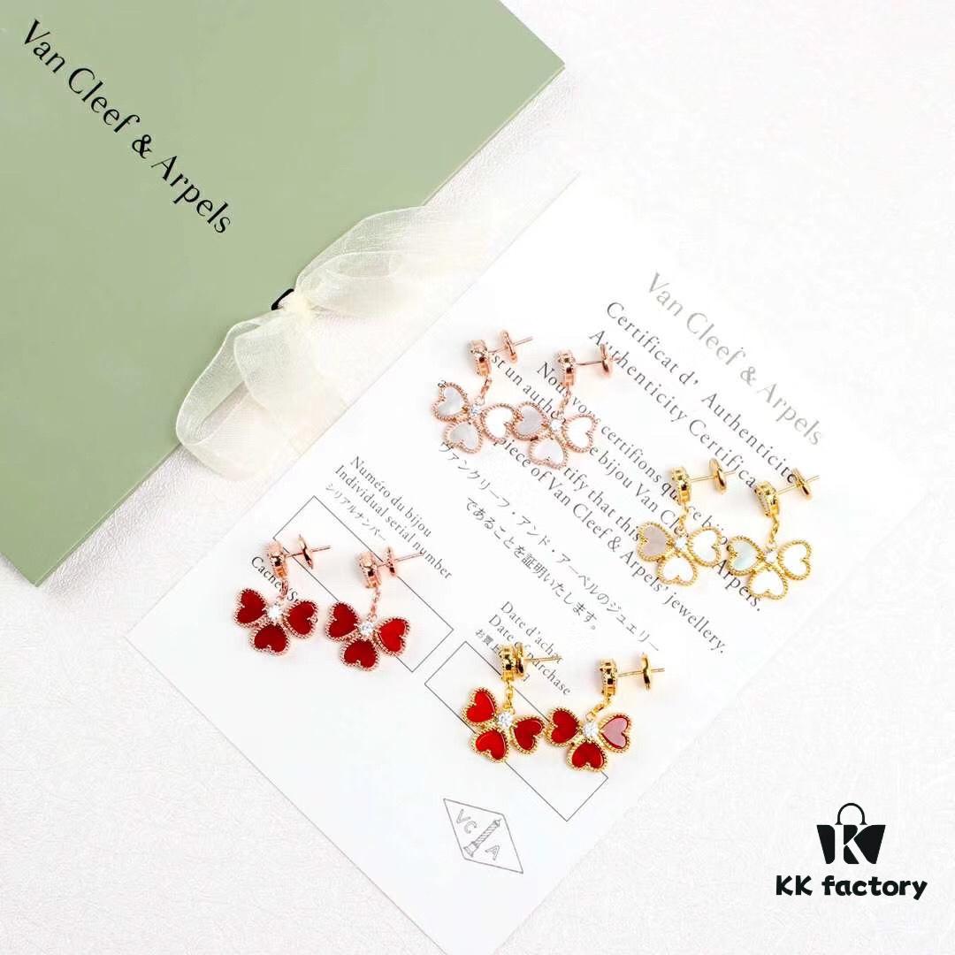 692fbe7c99f2d84055c87ec0 Vca Sweet Alhambra® Series Red Heart Four-Leaf Clover Stud Earrings