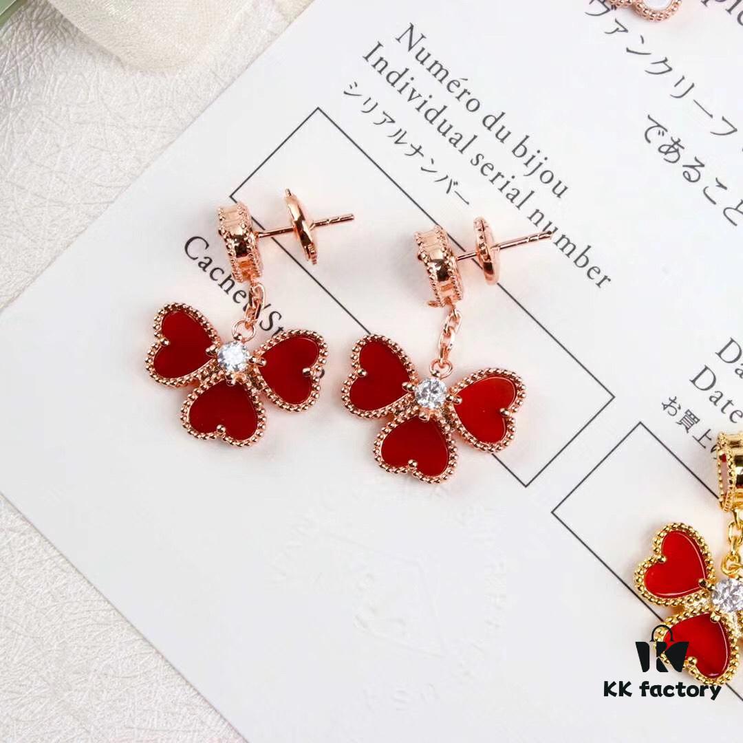 692fbe7d99f2d84055c87ec1 Vca Sweet Alhambra® Series Red Heart Four-Leaf Clover Stud Earrings