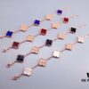 692fbe8699f2d84055c87ecd Van Cleef & Arpels Alhambra Clover Interlaced Five-Flower Bracelet, Classic New Luxury Style, Lucky Clover Design, Rose Gold, Onyx, and Agate