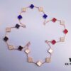 692fbe8699f2d84055c87ece Van Cleef & Arpels Alhambra Clover Interlaced Five-Flower Bracelet, Classic New Luxury Style, Lucky Clover Design, Rose Gold, Onyx, and Agate