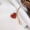 Van Cleef & Arpels Lucky Bangle Bracelet in Sterling Silver with Thick 18K Gold Plating, 4-Flower Mixed Design with Tiger's Eye, Carnelian, Malachite, and White Mother of Pearl
