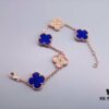692fbe9399f2d84055c87edd Van Cleef & Arpels Alhambra Clover Interlaced Five-Flower Bracelet, Classic New Luxury Style, Lucky Clover Design, Rose Gold, Onyx, and Agate