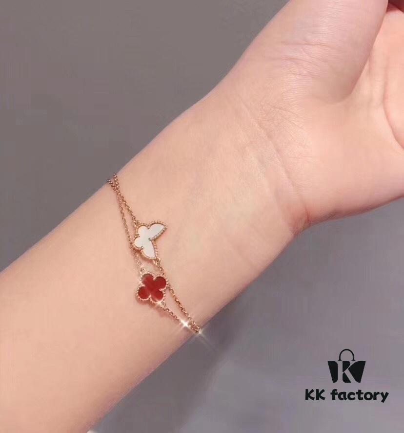 692fbe9799f2d84055c87ee0 Vca Van Cleef & Arpels Butterfly Series Natural White Shell Bracelet, High-End 925 Sterling Silver with 18K Gold Plating, Elegant and Timeless Design