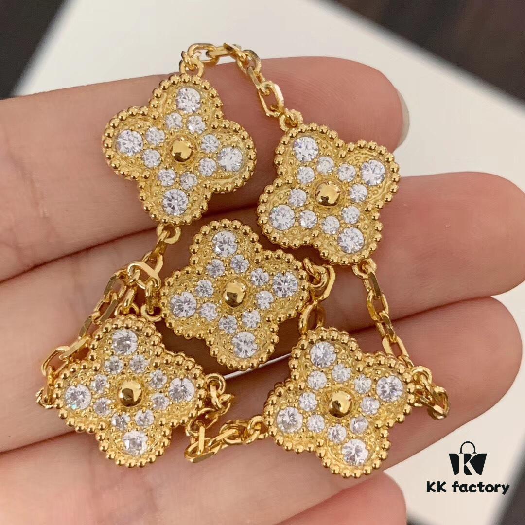 692fbe9899f2d84055c87ee3 VCA Full Diamond Five-Flower Clover Bracelet Extremely Difficult to Replicate