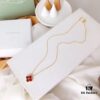 692fbe9f99f2d84055c87eec Red Carnelian / White Mother of Pearl / Black Onyx Van Cleef & Arpels Alhambra Clover Necklace, Sterling Silver with Thick Gold Plating
