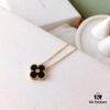 692fbea299f2d84055c87ef2 Red Carnelian / White Mother of Pearl / Black Onyx Van Cleef & Arpels Alhambra Clover Necklace, Sterling Silver with Thick Gold Plating
