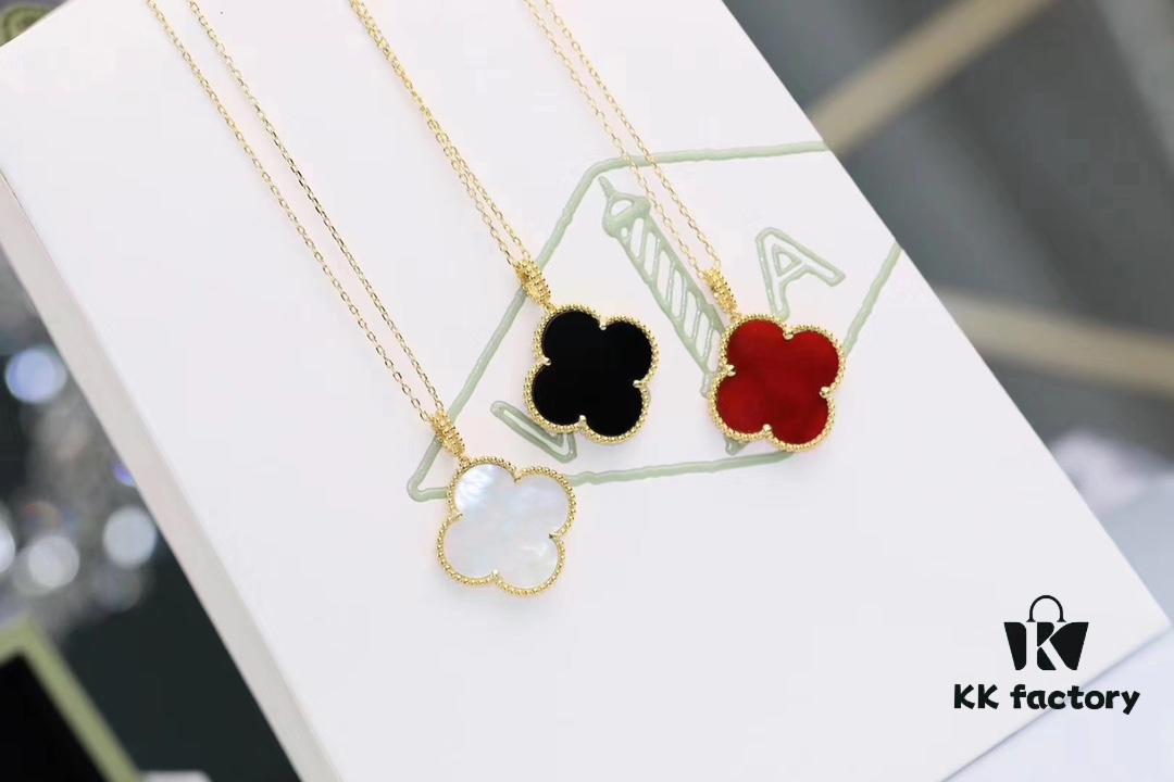 692fbea399f2d84055c87ef4 Van Cleef & Arpels VCA Large Four-Leaf Clover Sweater Chain, Sterling Silver with Thick Gold Plating