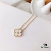 692fbea499f2d84055c87ef5 Red Carnelian / White Mother of Pearl / Black Onyx Van Cleef & Arpels Alhambra Clover Necklace, Sterling Silver with Thick Gold Plating