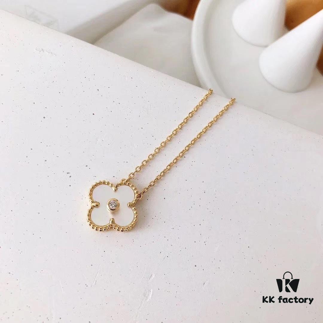 692fbea499f2d84055c87ef5 Red Carnelian / White Mother of Pearl / Black Onyx Van Cleef & Arpels Alhambra Clover Necklace, Sterling Silver with Thick Gold Plating