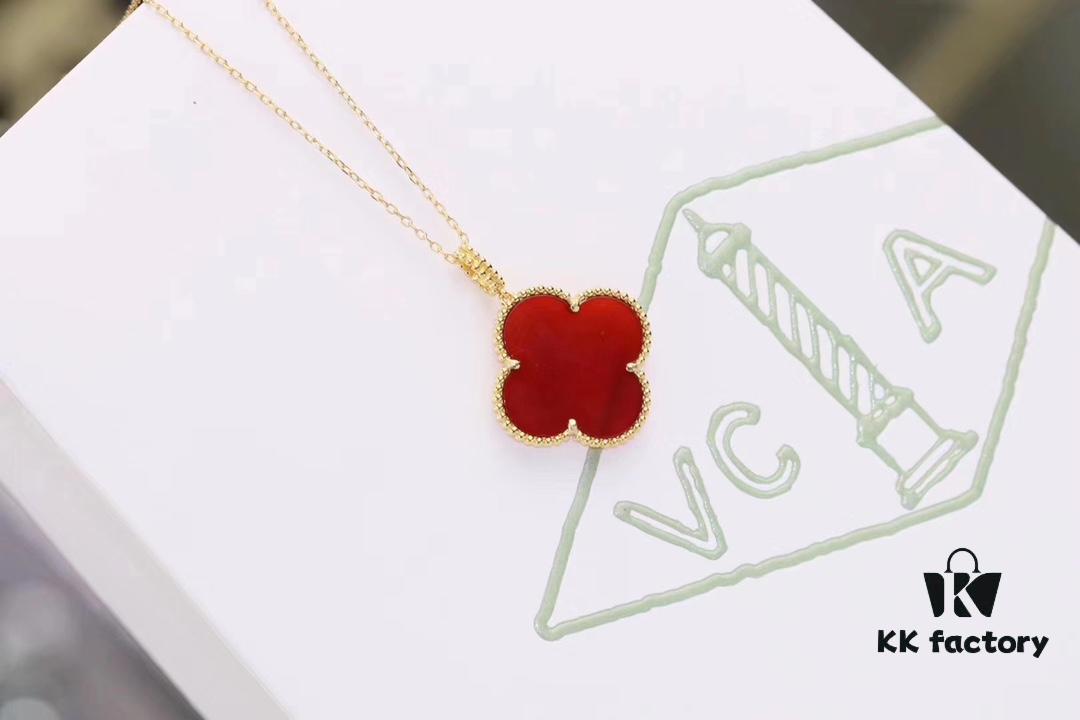 692fbea799f2d84055c87efa Van Cleef & Arpels VCA Large Four-Leaf Clover Sweater Chain, Sterling Silver with Thick Gold Plating