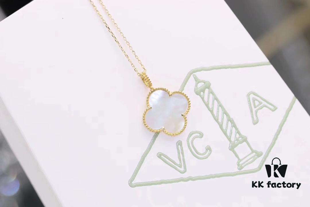 692fbea799f2d84055c87efb Van Cleef & Arpels VCA Large Four-Leaf Clover Sweater Chain, Sterling Silver with Thick Gold Plating