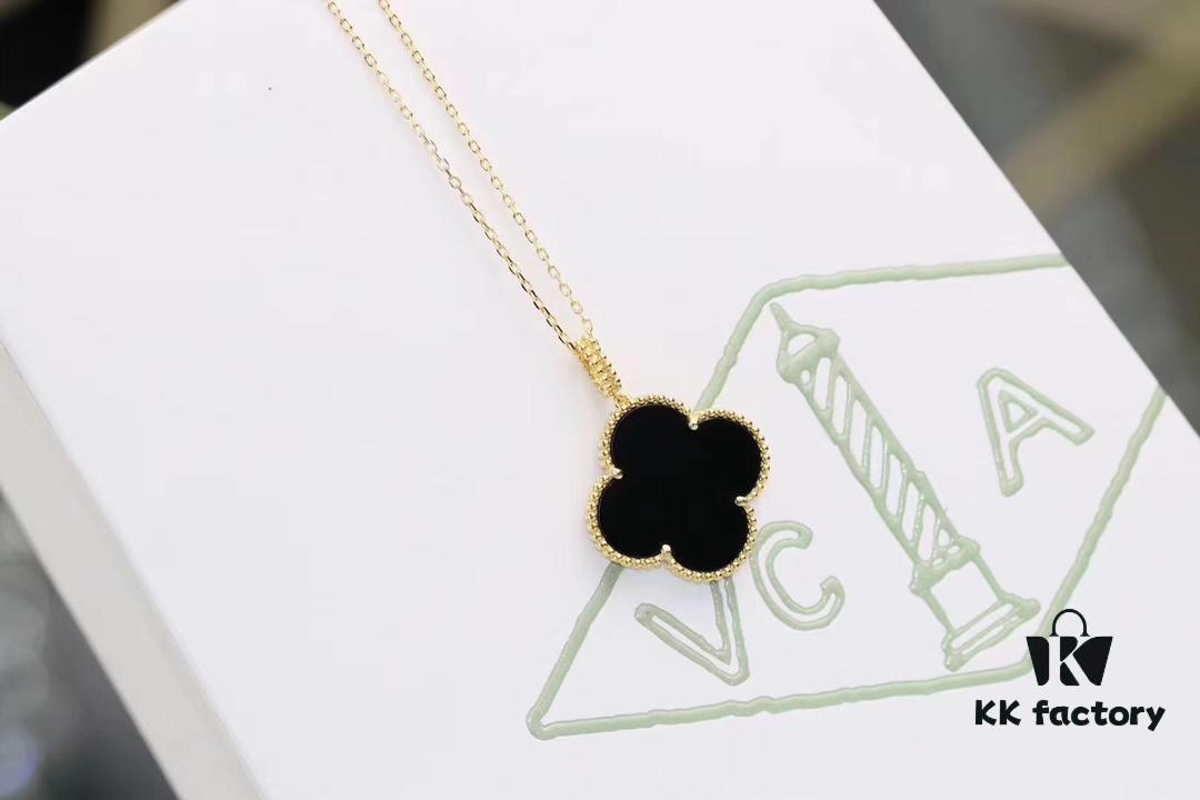 692fbea799f2d84055c87efd Van Cleef & Arpels VCA Large Four-Leaf Clover Sweater Chain, Sterling Silver with Thick Gold Plating