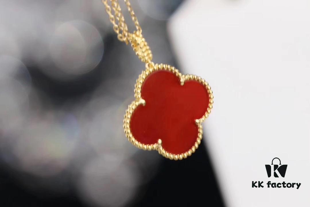 692fbea899f2d84055c87efe Van Cleef & Arpels VCA Large Four-Leaf Clover Sweater Chain, Sterling Silver with Thick Gold Plating