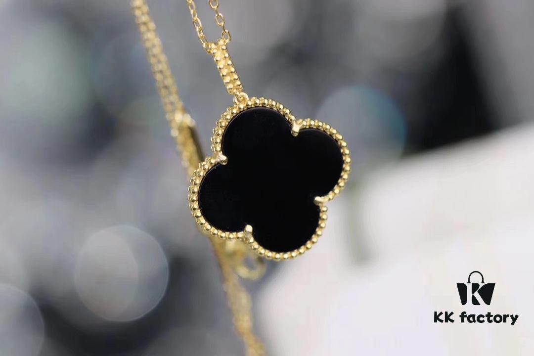 692fbea999f2d84055c87eff Van Cleef & Arpels VCA Large Four-Leaf Clover Sweater Chain, Sterling Silver with Thick Gold Plating