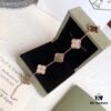 692fbeaa99f2d84055c87f02 Vca Van Cleef & Arpels 2019 Limited Edition Color-Changing Four-Leaf Clover!! Gray Mother-of-Pearl Diamond-Paved Five-Petal Bracelet, German Imported S925 Sterling Silver with Thick Gold Plating, Exquisitely Crafted, Stunningly Beautiful with Color-Shifting Effect Under Light