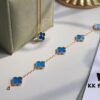 692fbeb099f2d84055c87f0a Seiko Version 👼 VCA Limited Edition New Color, Stunning Blue Chalcedony 💙, Retail ~32,000, 925 Silver Gold-Plated Five-Petal Flower Bracelet