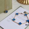 692fbeb599f2d84055c87f0e Seiko Version 👼 VCA Limited Edition New Color, Stunning Blue Chalcedony 💙, Retail ~32,000, 925 Silver Gold-Plated Five-Petal Flower Bracelet