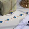 692fbeb699f2d84055c87f10 Seiko Version 👼 VCA Limited Edition New Color, Stunning Blue Chalcedony 💙, Retail ~32,000, 925 Silver Gold-Plated Five-Petal Flower Bracelet