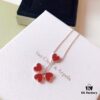 692fbeb799f2d84055c87f11 VCA Van Cleef & Arpels Sweet Series Rose Heart Pendant Tassel Necklace, High-End Custom Crafted with Imported S925 Sterling Silver and Natural Red Agate, Counter Proportion, Original Clasp