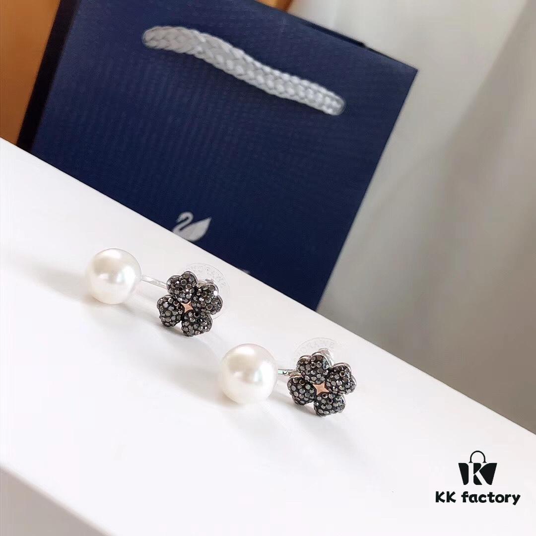 692fbf1599f2d84055c87fb4 Swarovski LATISHA Versatile Detachable Clover Stud Earrings with Imitation Pearl Flower Drops, Floral Women's Earrings Jewelry Accessories