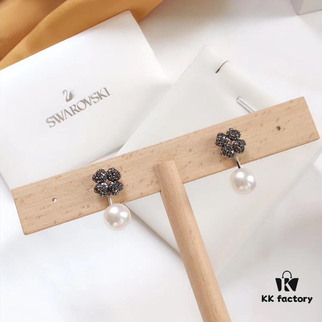 692fbf1699f2d84055c87fb7 Swarovski LATISHA Versatile Detachable Clover Stud Earrings with Imitation Pearl Flower Drops, Floral Women's Earrings Jewelry Accessories
