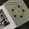 692fbf1999f2d84055c87fbc High-Version VCA Van Cleef & Arpels Black Onyx Four-Leaf Clover Five-Petal Bracelet, 18K Gold Plated on Imported Sterling Silver, Brilliant Diamonds, Elegant Rhombus Clasp