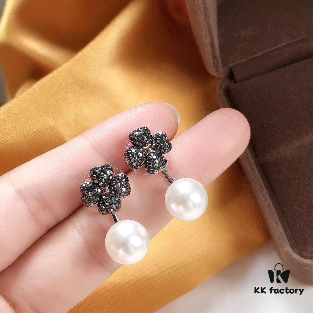 692fbf1e99f2d84055c87fc2 Swarovski LATISHA Versatile Detachable Clover Stud Earrings with Imitation Pearl Flower Drops, Floral Women's Earrings Jewelry Accessories