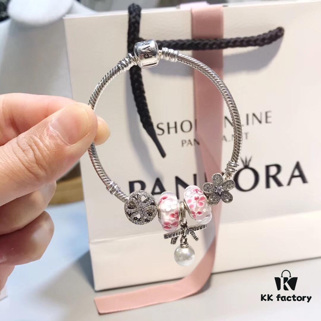 692fbf2199f2d84055c87fc5 Pandora Blooming Peach Blossom Pearl Bow Pendant - New Arrival with Cubic Zirconia Daisy and Clover Design