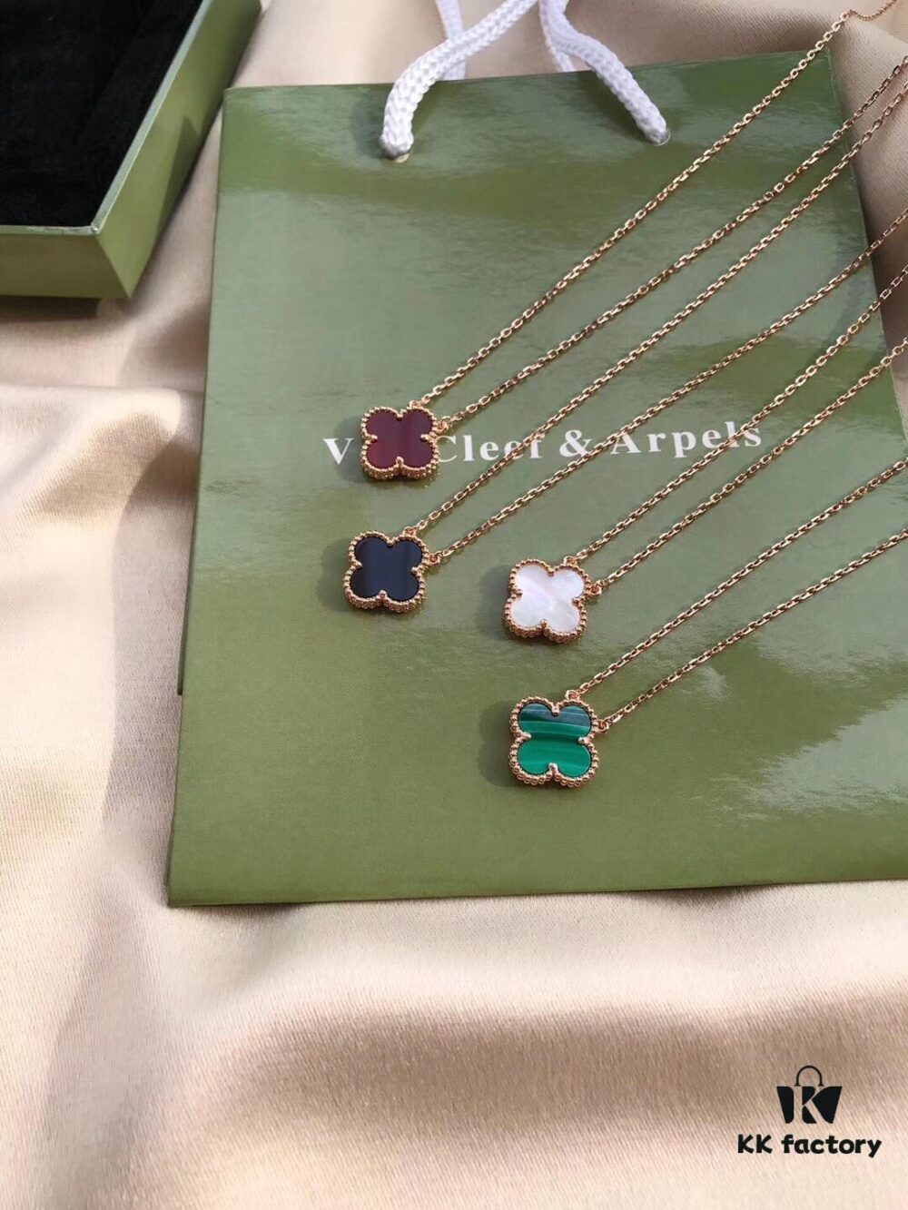 Van Cleef & Arpels VCA Alhambra Clover Necklace, Authentic Design! The clover-shaped agate features smooth contours and elegant lines, hand-polished with full beading for strong three-dimensionality. Custom-grade lobster clasp with exclusive anti-counterfeit code—each necklace has a unique identification number. Hand-engraved chain links, each link with 4 faceted surfaces! Exquisite craftsmanship, sophisticated elegance. Beautiful worn alone or layered.