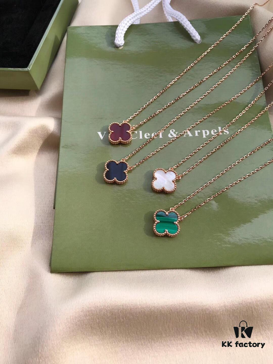 692fbf4b99f2d84055c88001 Van Cleef & Arpels VCA Alhambra Clover Necklace, Authentic Design! The clover-shaped agate features smooth contours and elegant lines, hand-polished with full beading for strong three-dimensionality. Custom-grade lobster clasp with exclusive anti-counterfeit code—each necklace has a unique identification number. Hand-engraved chain links, each link with 4 faceted surfaces! Exquisite craftsmanship, sophisticated elegance. Beautiful worn alone or layered.