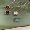 692fbf4c99f2d84055c88004 Van Cleef & Arpels VCA Alhambra Clover Necklace, Authentic Design! The clover-shaped agate features smooth contours and elegant lines, hand-polished with full beading for strong three-dimensionality. Custom-grade lobster clasp with exclusive anti-counterfeit code—each necklace has a unique identification number. Hand-engraved chain links, each link with 4 faceted surfaces! Exquisite craftsmanship, sophisticated elegance. Beautiful worn alone or layered.