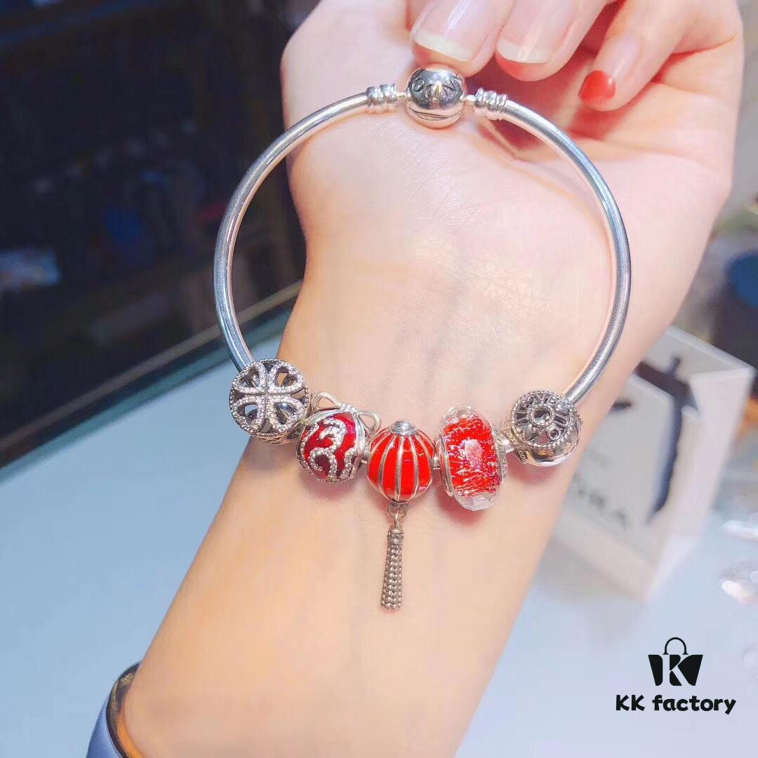 692fbf5699f2d84055c8800f Pandora-Grade Silver Wire Red Lantern Lantern Pendant Set – New Arrival! ZP-Certified, Thai Imported S925 Sterling Silver with Sparkling Rhinestone Clover, Love Bead, Devil Fruit and Festive Lantern Charms