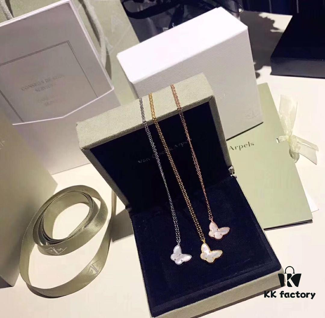692fbf5899f2d84055c88013 Van Cleef & Arpels VCA White Mother-of-Pearl Butterfly Necklace, Authentic Design! Genuine Gold Look – No One Will Know It's Silver