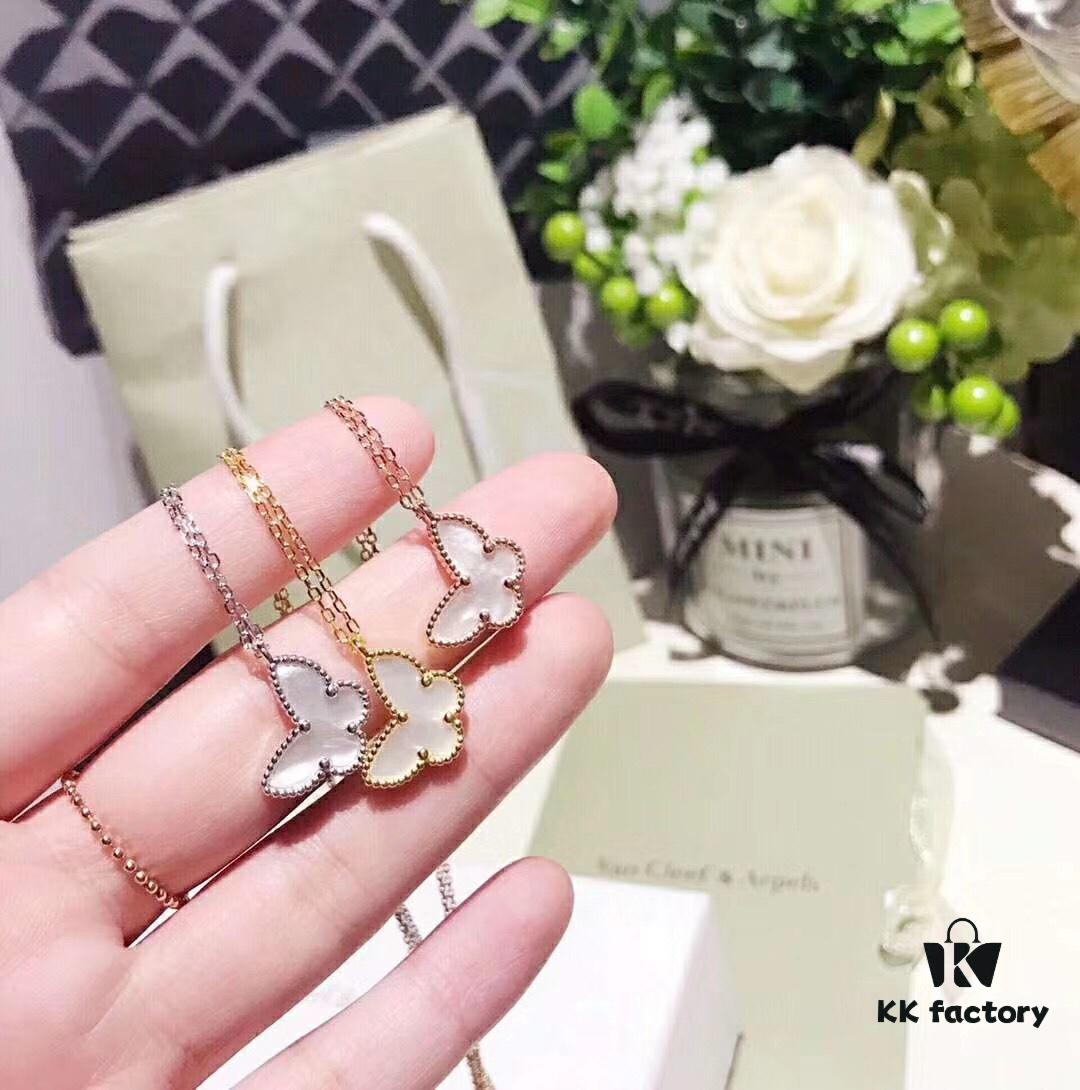 692fbf5a99f2d84055c88014 Van Cleef & Arpels VCA White Mother-of-Pearl Butterfly Necklace, Authentic Design! Genuine Gold Look – No One Will Know It's Silver
