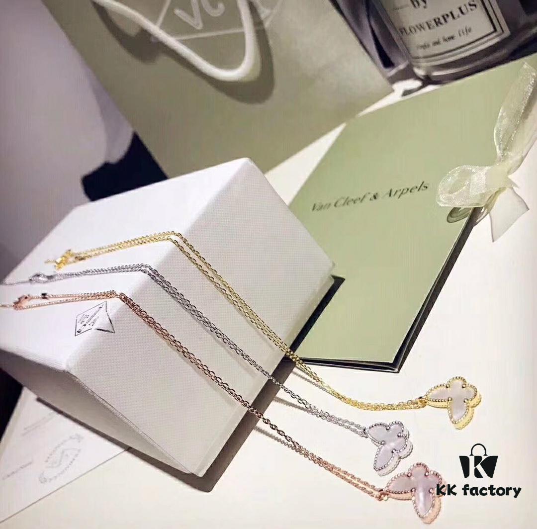 692fbf5c99f2d84055c88017 Van Cleef & Arpels VCA White Mother-of-Pearl Butterfly Necklace, Authentic Design! Genuine Gold Look – No One Will Know It's Silver