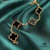692fbf7899f2d84055c88040 Van Cleef & Arpels VCA Four-Leaf Clover Five-Petal Bracelet, 925 Silver Plated with 18K Gold, Mother of Pearl and Black Onyx, Authentic Packaging