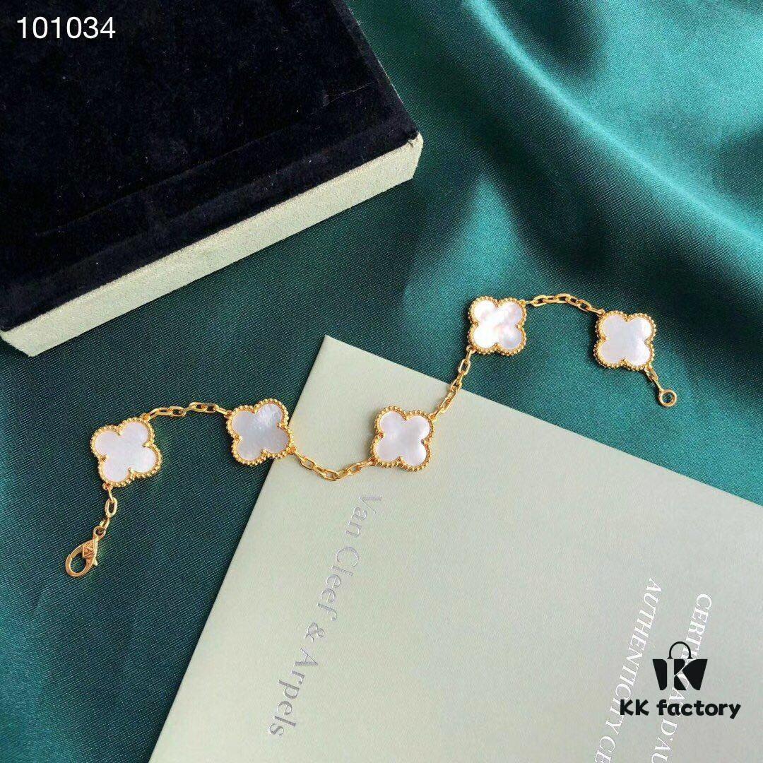 692fbf7c99f2d84055c88046 Van Cleef & Arpels VCA Four-Leaf Clover Five-Petal Bracelet, Highest Quality, Authentic Purchased Level! 925 Silver Plated with 18K Gold, Genuine Vacuum-Plated 18K Gold, Natural Mother-of-Pearl Inlay, Seamless Setting, Rhombus Clasp, Chain Length 16+1.5+1.5cm, Black Onyx, Red Agate, White Mother-of-Pearl, Complete K-Gold Style Packaging