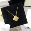 692fbfa299f2d84055c88074 Van Cleef & Arpels Alhambra Clover Necklace with Natural Golden Mother-of-Pearl in Yellow Gold-Tone on Premium German Imported 925 Sterling Silver