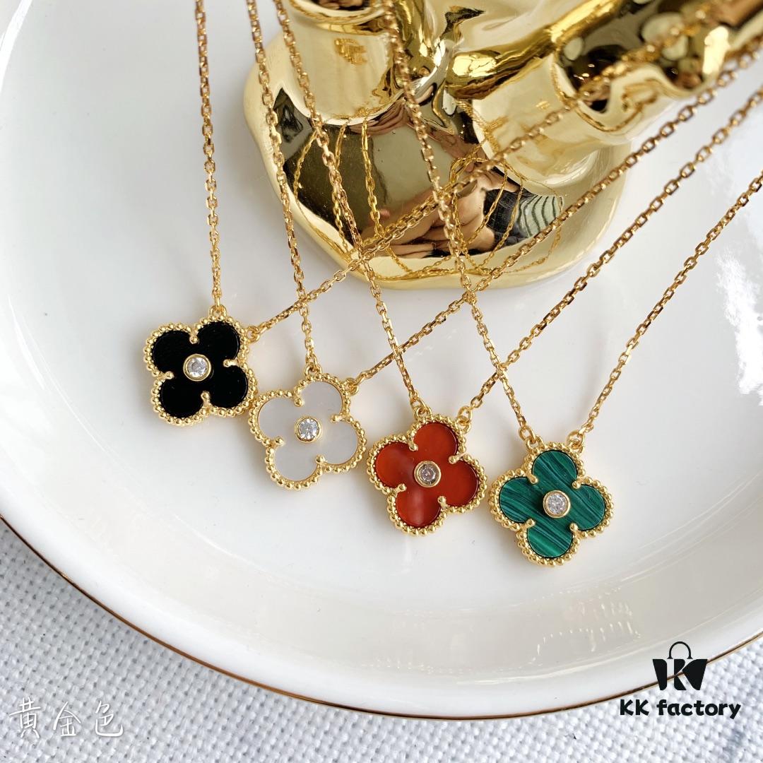 692fbfa999f2d84055c8807c Christmas Gift 🎁 Van Cleef & Arpels Alhambra Clover Necklace with Natural Black Onyx, Red Jasper, Mother of Pearl, and Malachite in Rose Gold, Yellow Gold, and White Gold Plated 925 Sterling Silver