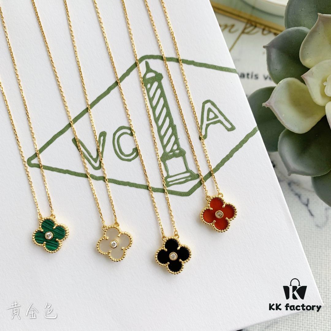 692fbfa999f2d84055c8807d Christmas Gift 🎁 Van Cleef & Arpels Alhambra Clover Necklace with Natural Black Onyx, Red Jasper, Mother of Pearl, and Malachite in Rose Gold, Yellow Gold, and White Gold Plated 925 Sterling Silver