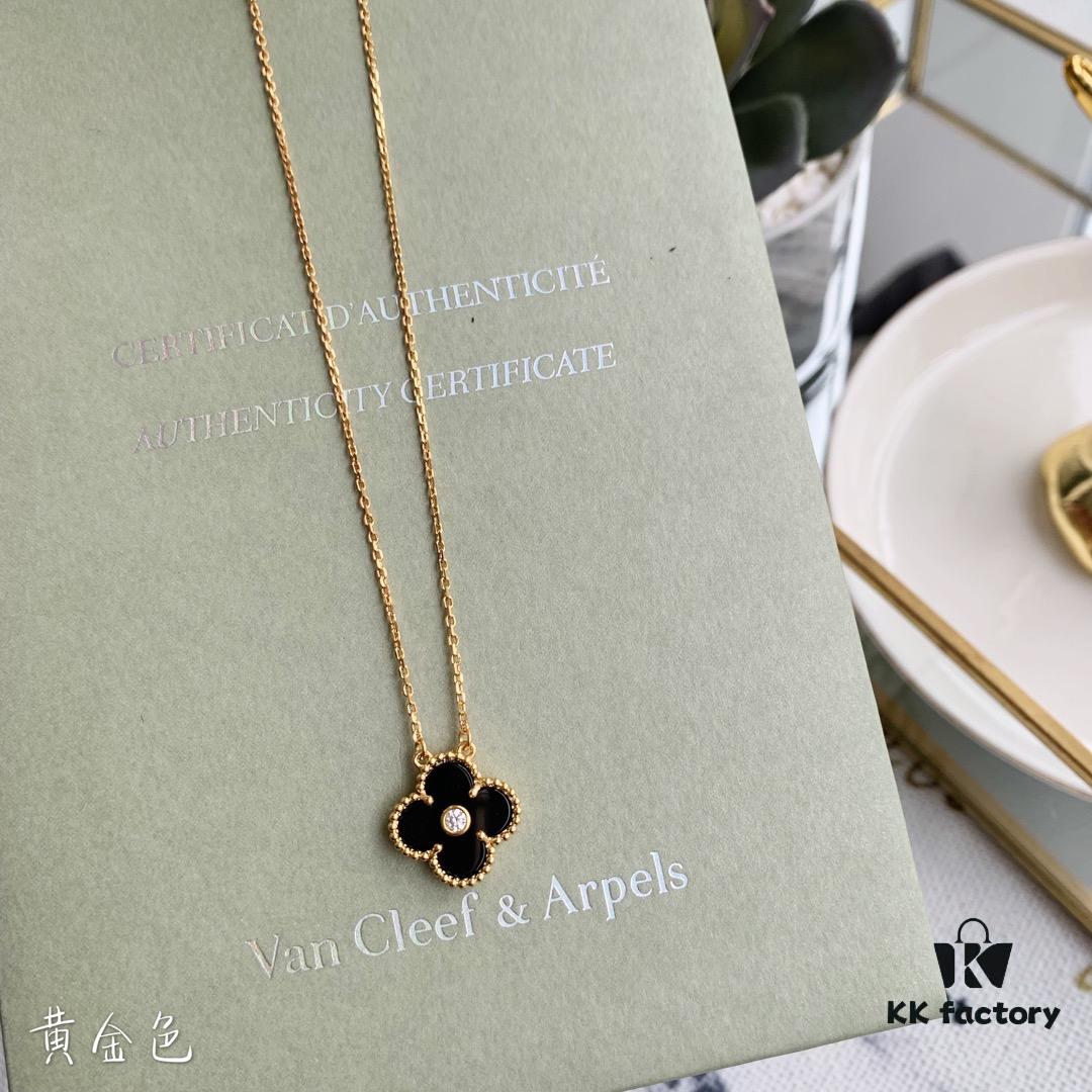 692fbfaa99f2d84055c8807e Christmas Gift 🎁 Van Cleef & Arpels Alhambra Clover Necklace with Natural Black Onyx, Red Jasper, Mother of Pearl, and Malachite in Rose Gold, Yellow Gold, and White Gold Plated 925 Sterling Silver